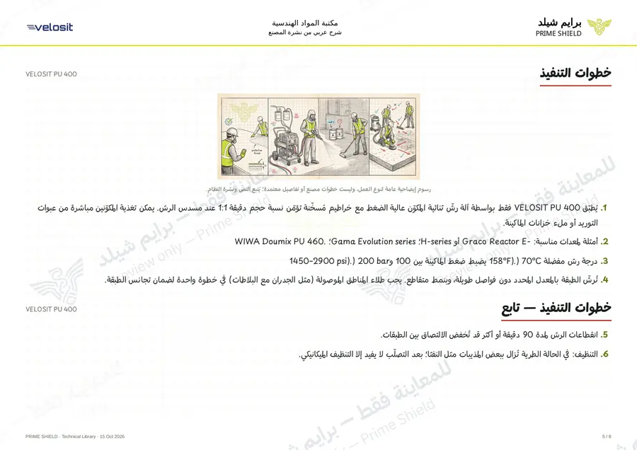 الصفحة 5 من 12 — VELOSIT PU 400 — الشرح العربي