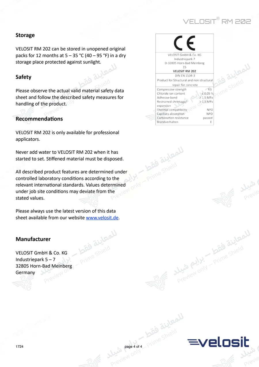 الصفحة 13 من 13 — VELOSIT RM 202 — النشرة الرسمية (EN)