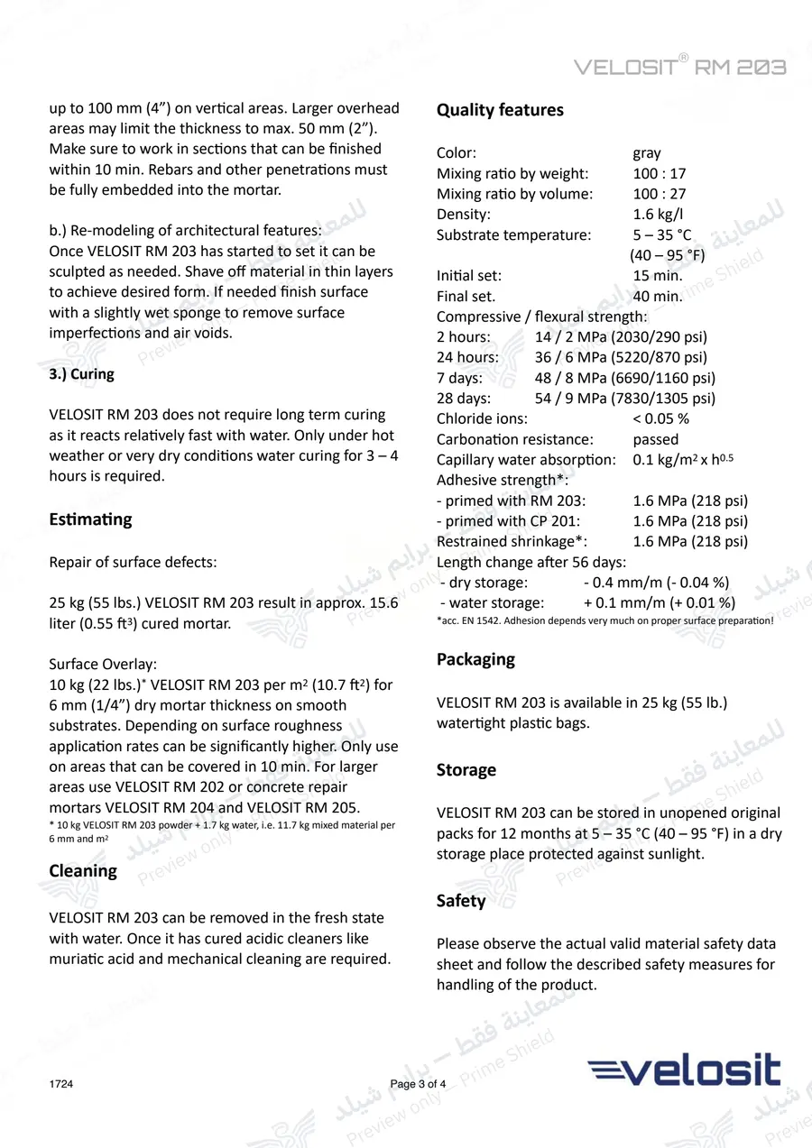الصفحة 13 من 14 — VELOSIT RM 203 — النشرة الرسمية (EN)