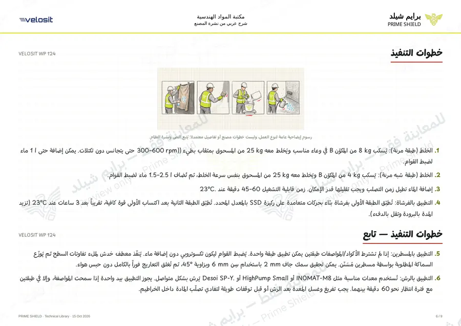 الصفحة 6 من 13 — VELOSIT WP 124 — الشرح العربي