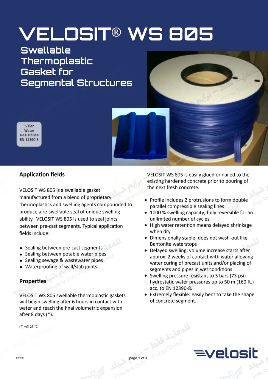 Page 9 of 11 — VELOSIT WS 805 — Official sheet (EN)