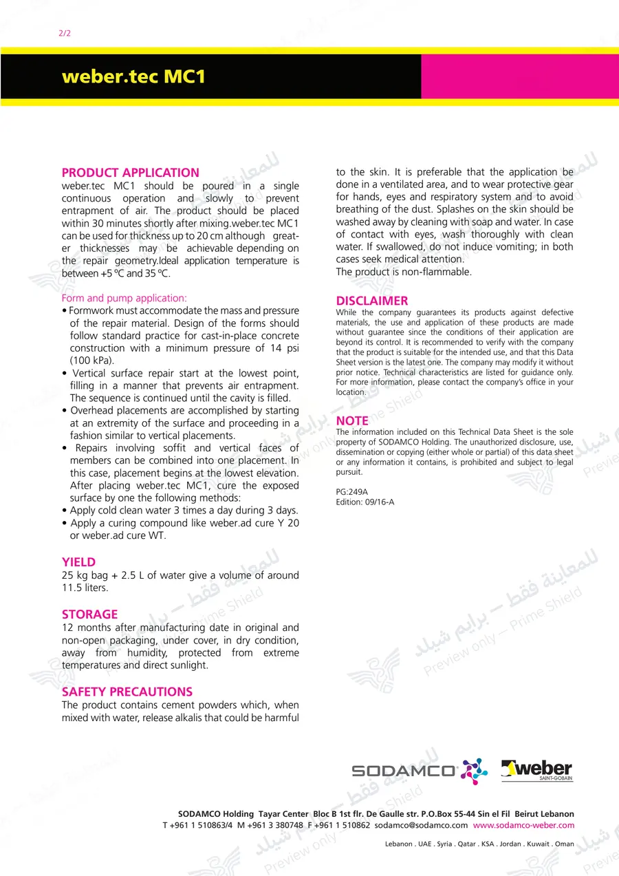 Page 10 of 10 — weber.tec MC1 — Official sheet (EN)