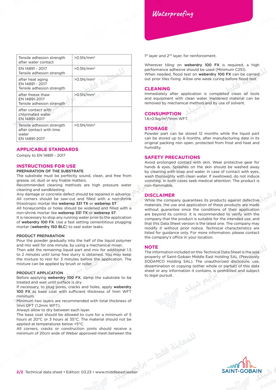 Page 12 of 12 — weberdry 100 FX — Official sheet (EN)