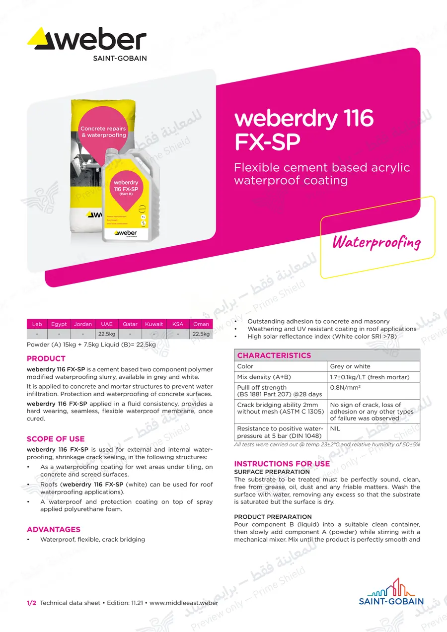 الصفحة 10 من 11 — weberdry 116 FX-SP — النشرة الرسمية (EN)