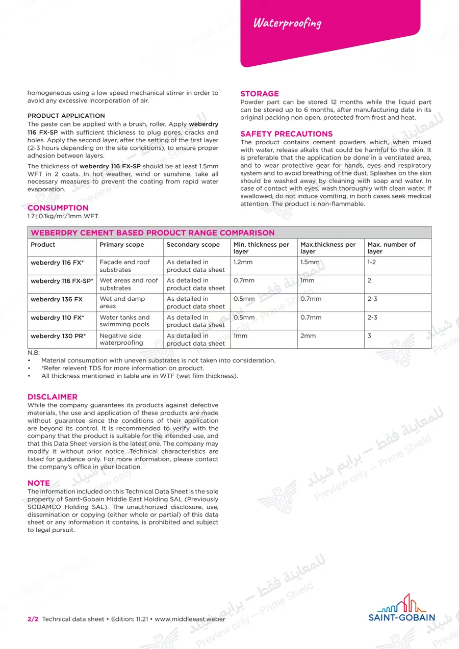 الصفحة 11 من 11 — weberdry 116 FX-SP — النشرة الرسمية (EN)
