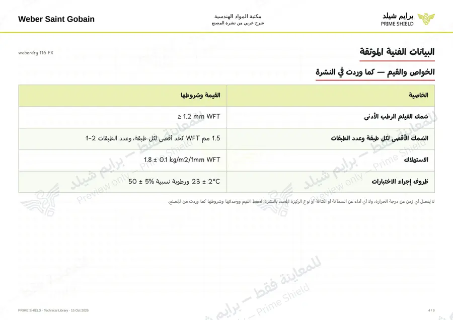 Page 4 of 11 — weberdry 116 FX — Arabic explanation