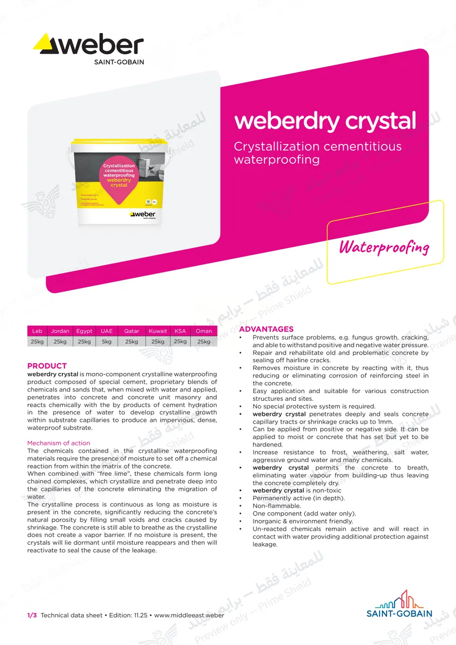الصفحة 11 من 13 — weberdry crystal — النشرة الرسمية (EN)
