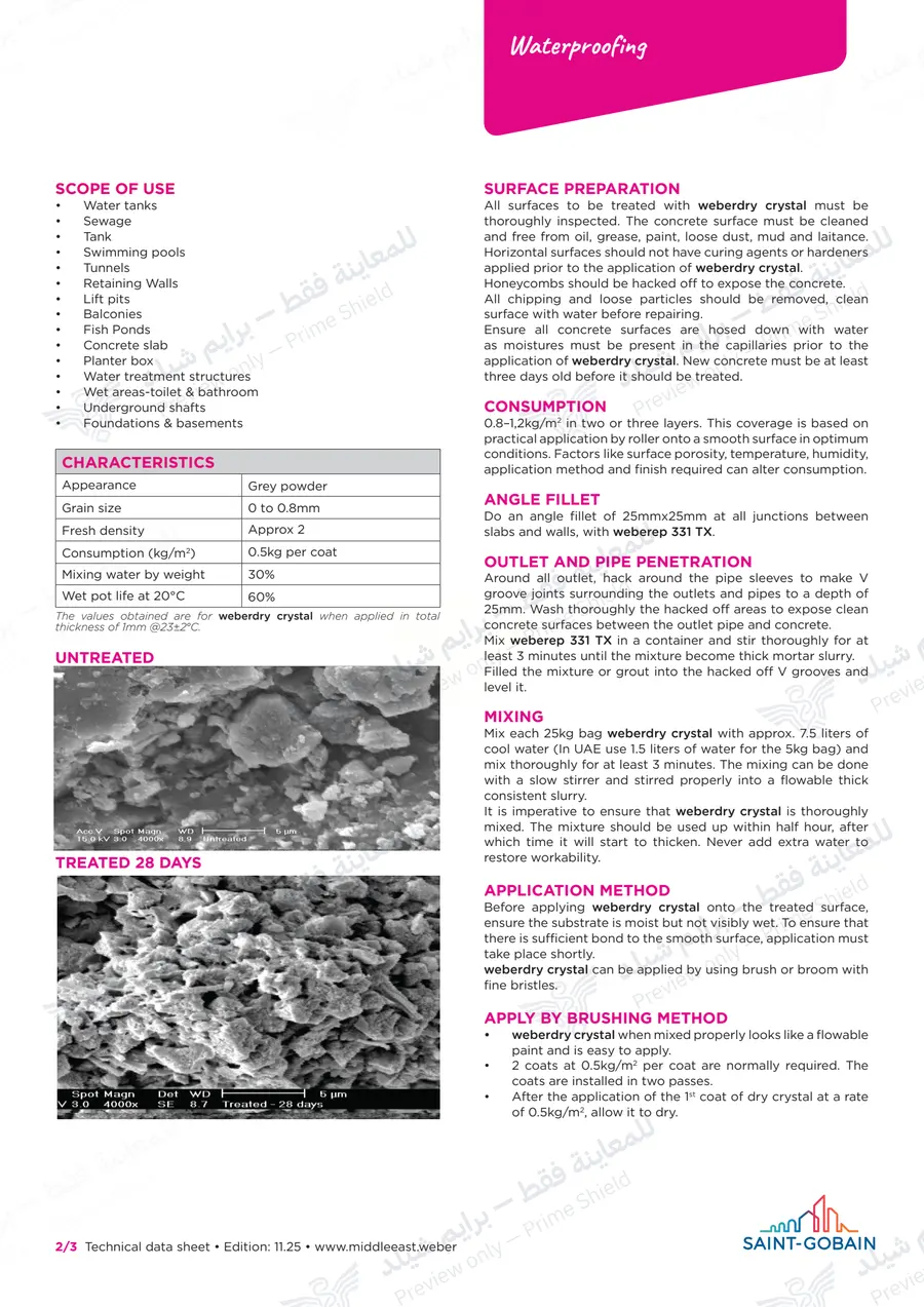 الصفحة 12 من 13 — weberdry crystal — النشرة الرسمية (EN)