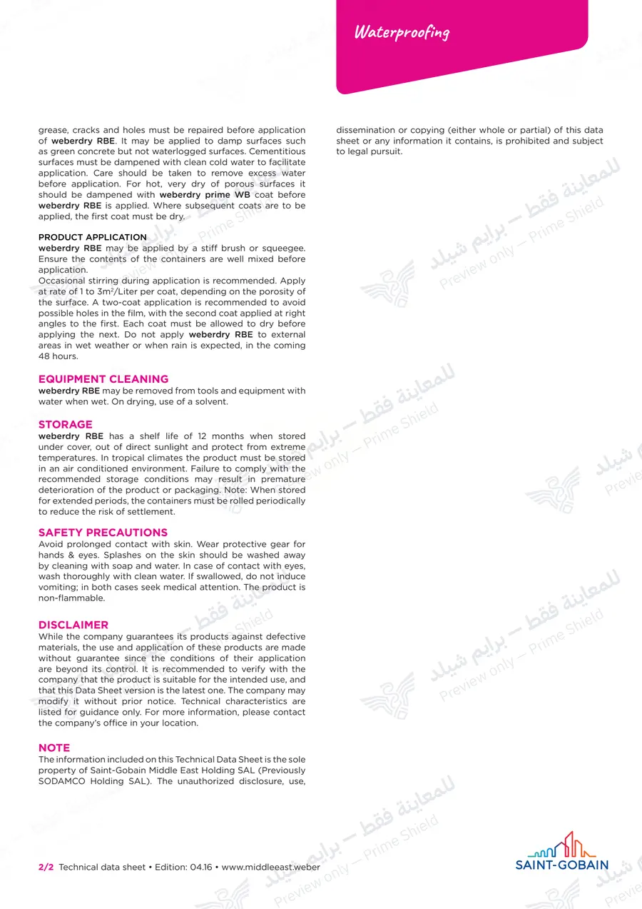 الصفحة 9 من 9 — weberdry RBE — النشرة الرسمية (EN)