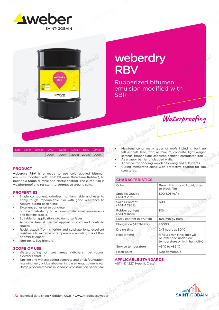 الصفحة 9 من 10 — weberdry RBV — النشرة الرسمية (EN)