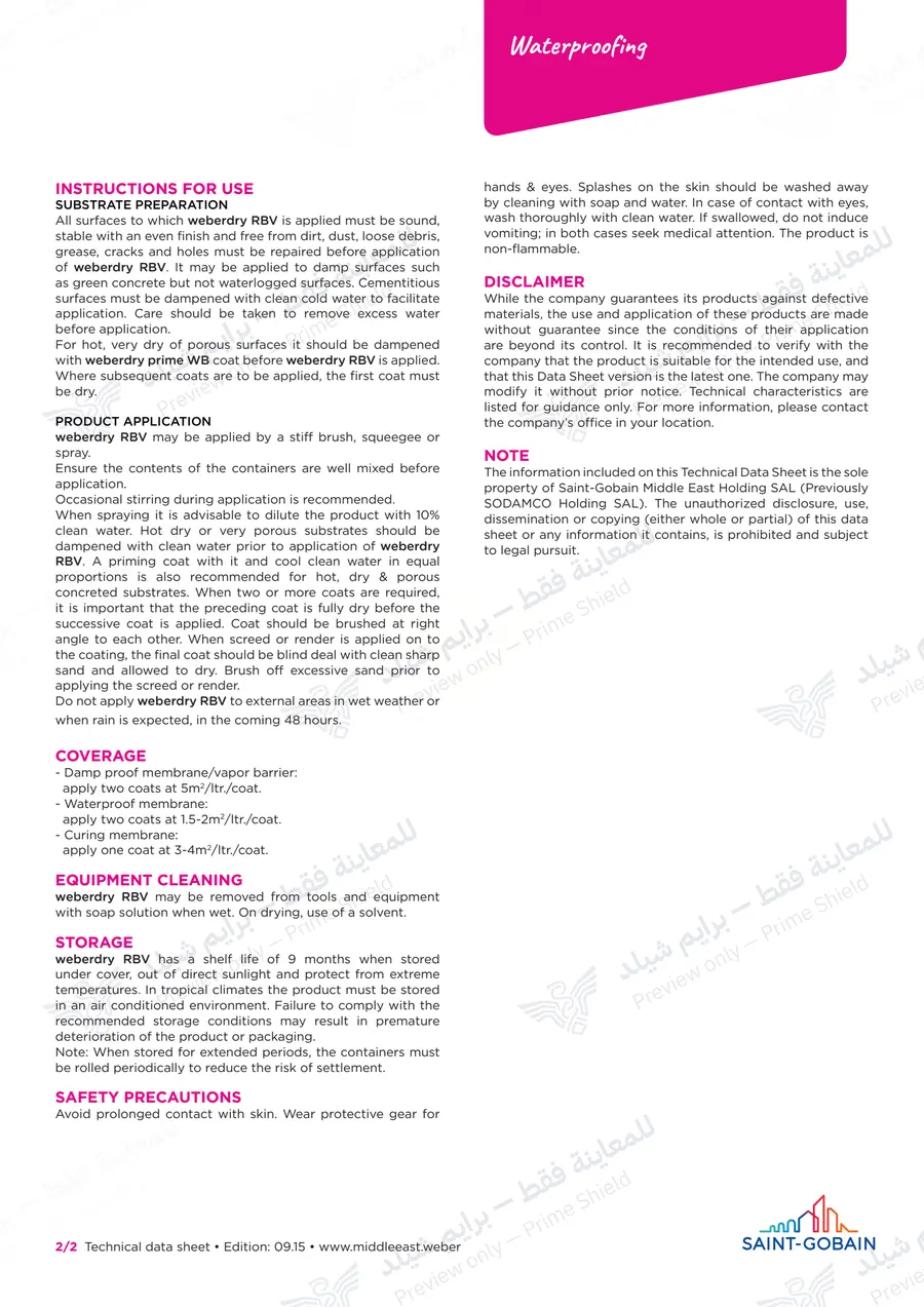 الصفحة 10 من 10 — weberdry RBV — النشرة الرسمية (EN)