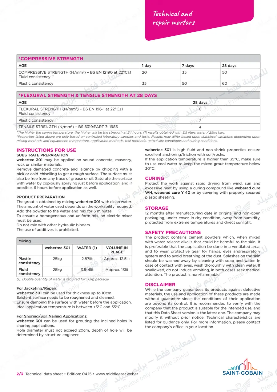Page 11 of 12 — webertec 301 — Official sheet (EN)