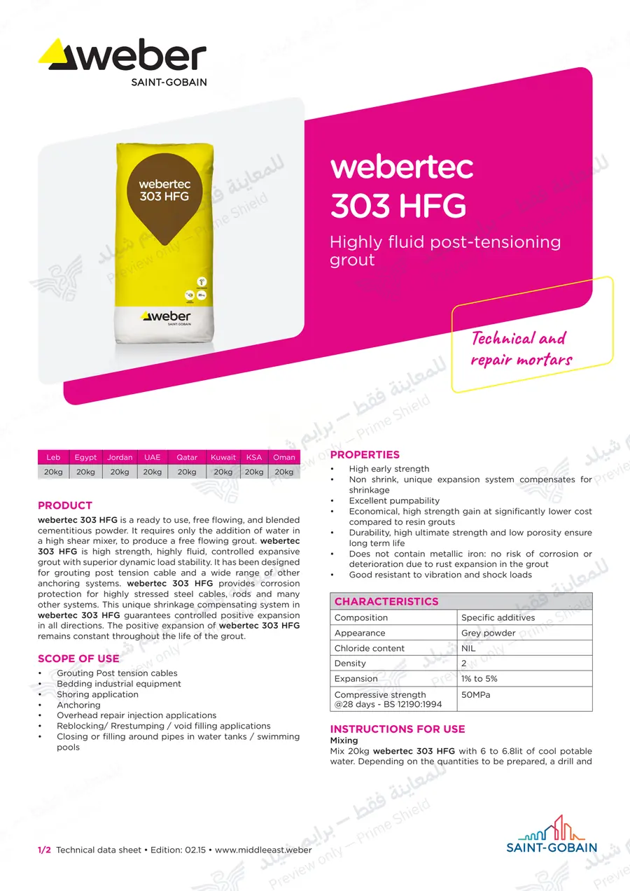 Page 11 of 12 — webertec 303 HFG — Official sheet (EN)