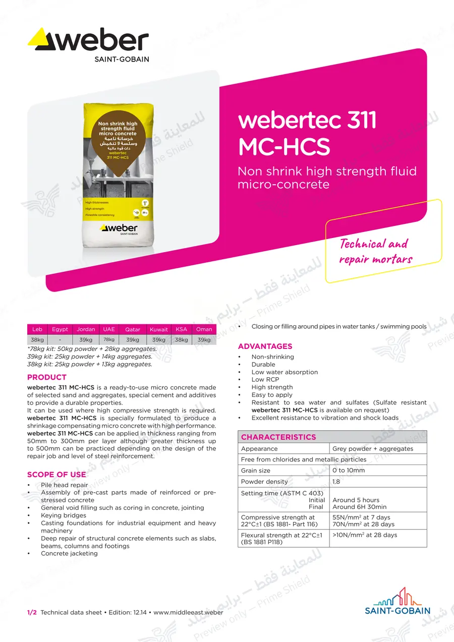 Page 9 of 10 — webertec 311 MC-HCS — Official sheet (EN)