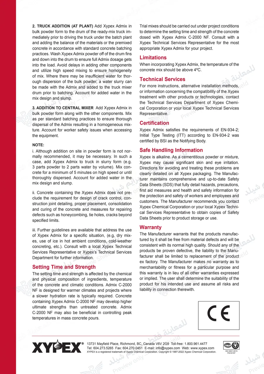 Page 13 of 13 — Xypex Admix C-2000 — Official sheet (EN)