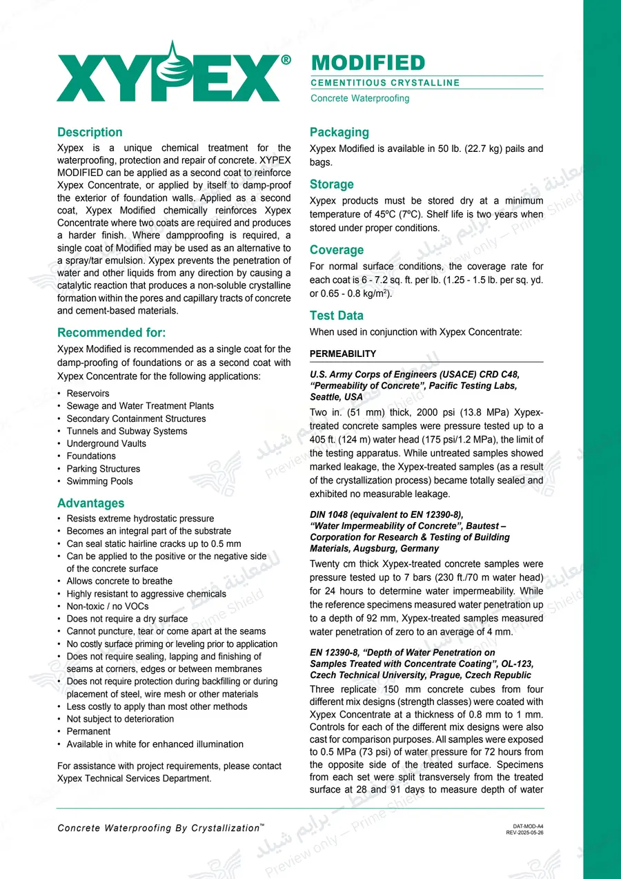 Page 10 of 13 — Xypex Modified — Official sheet (EN)
