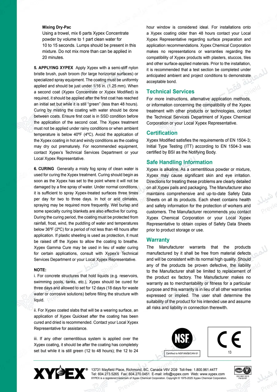 Page 13 of 13 — Xypex Modified — Official sheet (EN)