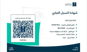 شهادة السجل التجاري (عربي)