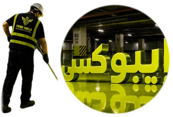 رسم توضيحي: أرضية إيبوكسي في موقف سيارات